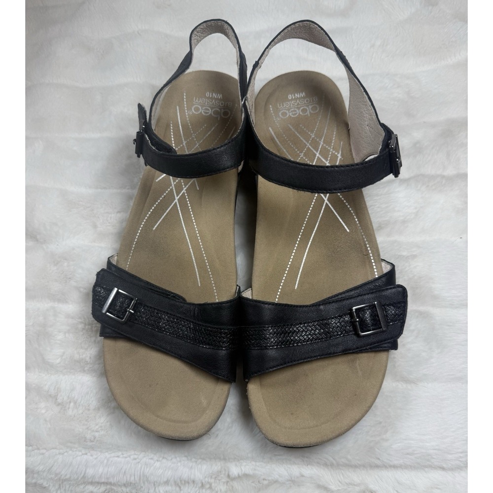 Abeo Biosystem Womens NORA Black Leather Sandal Comfort Orthotics 10 Narrow